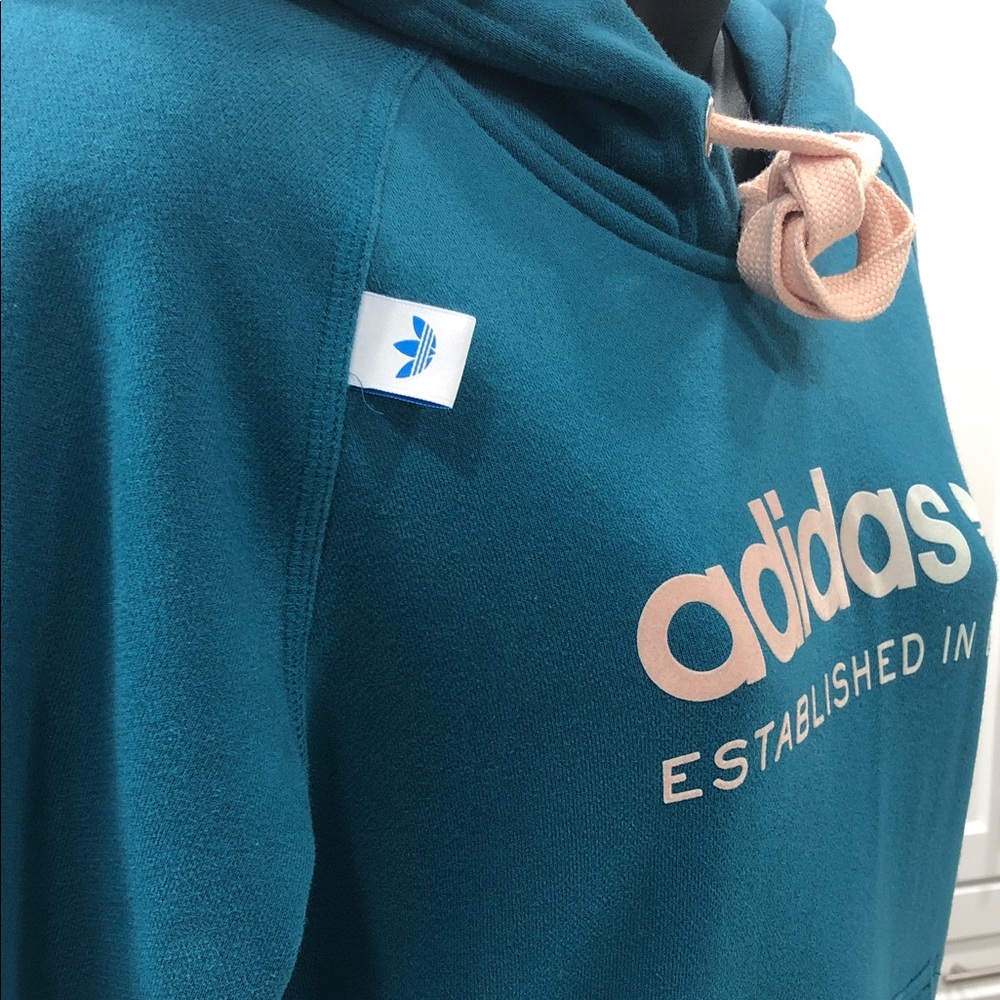 Adidas Women’s Pullover Hoodie - Teal w/ Pink/Lt Blue Logo - Size Small - Picture 9 of 15